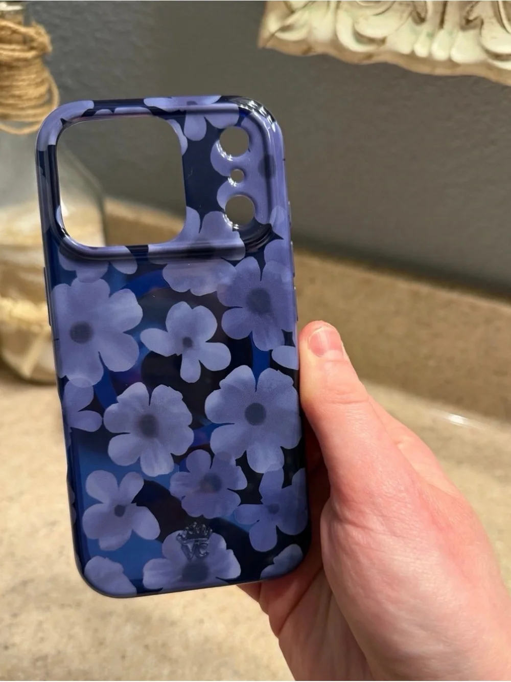 Velvet Caviar Blue Floral Glossy Phone Case